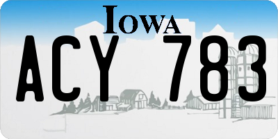 IA license plate ACY783