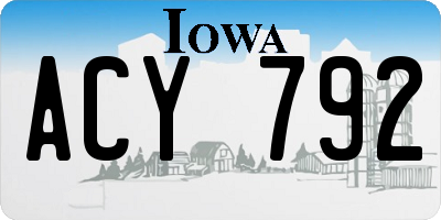 IA license plate ACY792
