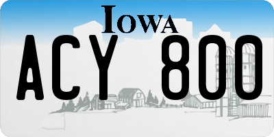 IA license plate ACY800