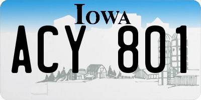 IA license plate ACY801