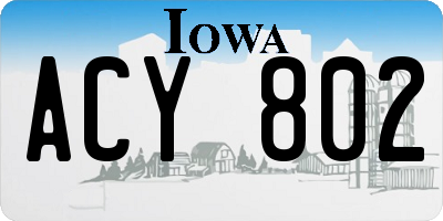 IA license plate ACY802