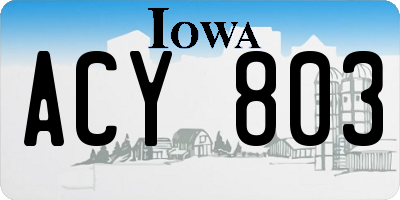 IA license plate ACY803