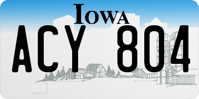 IA license plate ACY804