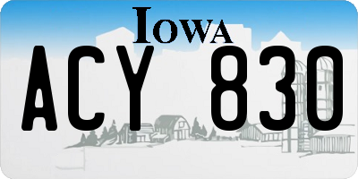 IA license plate ACY830