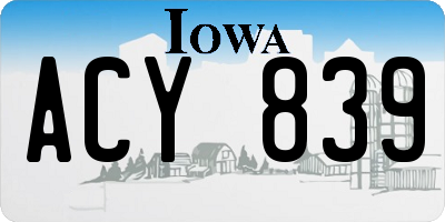 IA license plate ACY839