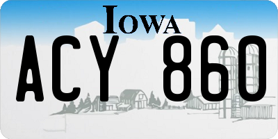 IA license plate ACY860