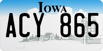 IA license plate ACY865