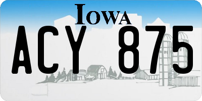 IA license plate ACY875