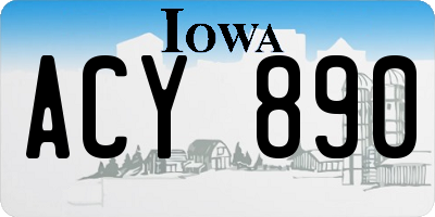 IA license plate ACY890