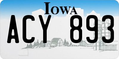 IA license plate ACY893