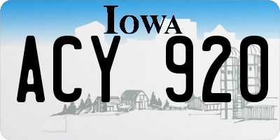 IA license plate ACY920