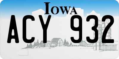 IA license plate ACY932