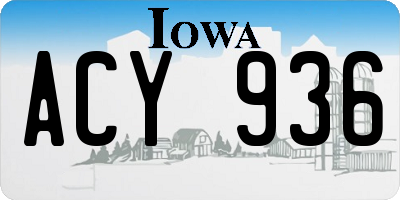 IA license plate ACY936