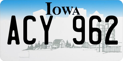 IA license plate ACY962