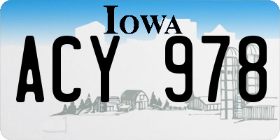 IA license plate ACY978