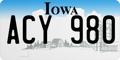 IA license plate ACY980