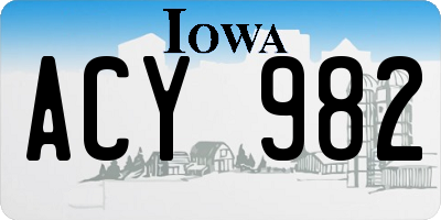 IA license plate ACY982