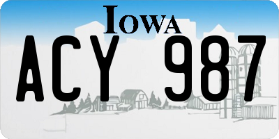 IA license plate ACY987