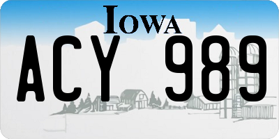 IA license plate ACY989