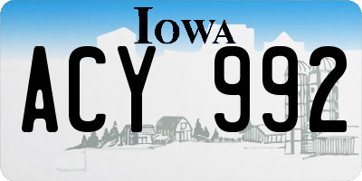 IA license plate ACY992