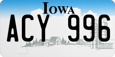 IA license plate ACY996
