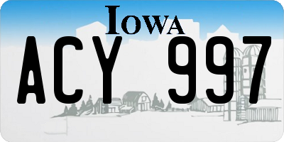 IA license plate ACY997