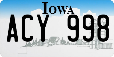 IA license plate ACY998