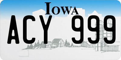 IA license plate ACY999
