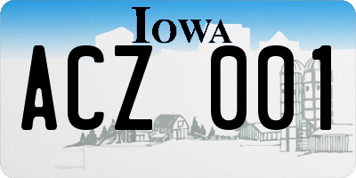 IA license plate ACZ001