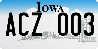 IA license plate ACZ003