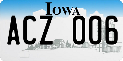 IA license plate ACZ006