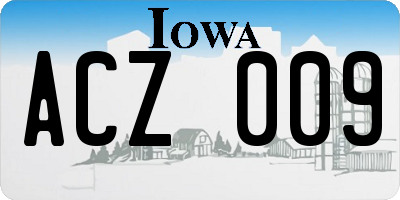 IA license plate ACZ009
