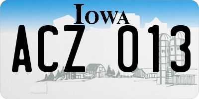 IA license plate ACZ013
