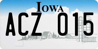 IA license plate ACZ015