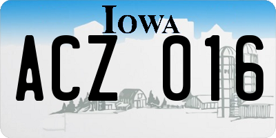 IA license plate ACZ016