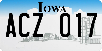 IA license plate ACZ017