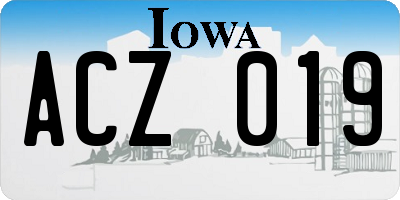 IA license plate ACZ019