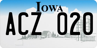 IA license plate ACZ020