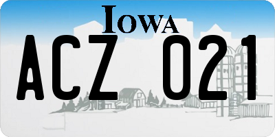 IA license plate ACZ021