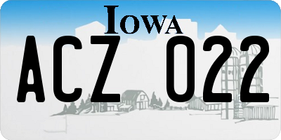 IA license plate ACZ022