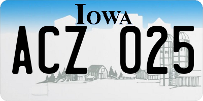 IA license plate ACZ025
