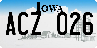 IA license plate ACZ026