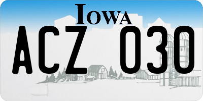 IA license plate ACZ030