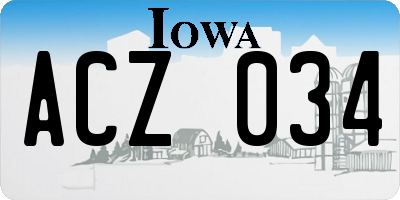 IA license plate ACZ034