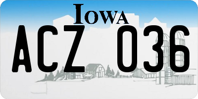 IA license plate ACZ036