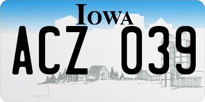 IA license plate ACZ039