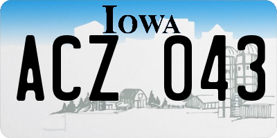 IA license plate ACZ043