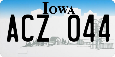 IA license plate ACZ044