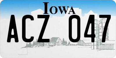 IA license plate ACZ047