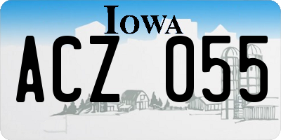 IA license plate ACZ055